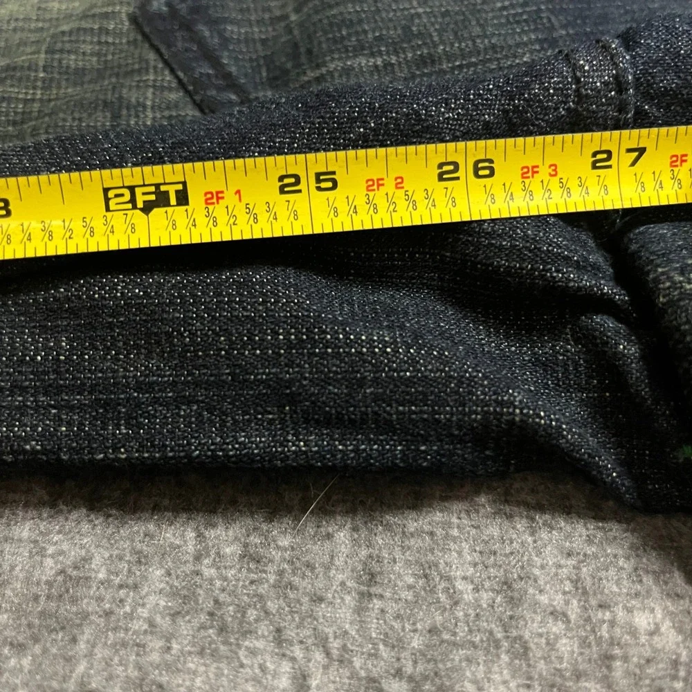 Southpole Mens Baggy Relaxed Fit Dark Wash Green Tint Embroidered Jeans 34x27